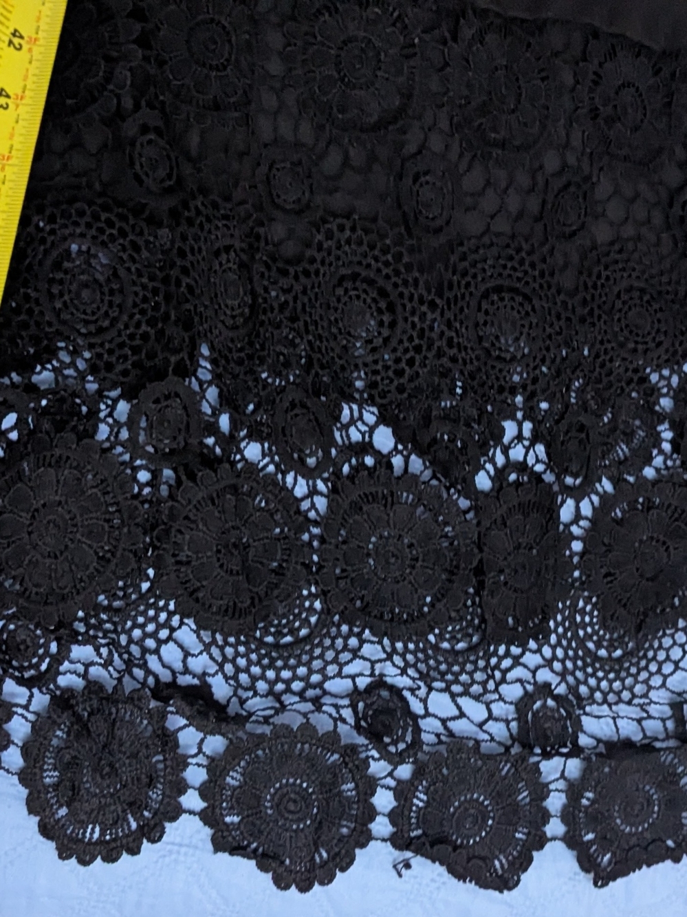Black Floral Lace Trim Dress